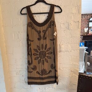 Alexia Admor Bohemian Sleeveless Dress with beaded gunmetal gray Embroidery